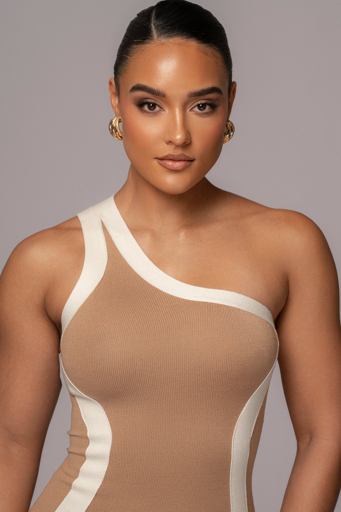 Beige Breann Contrast Maxi Dress