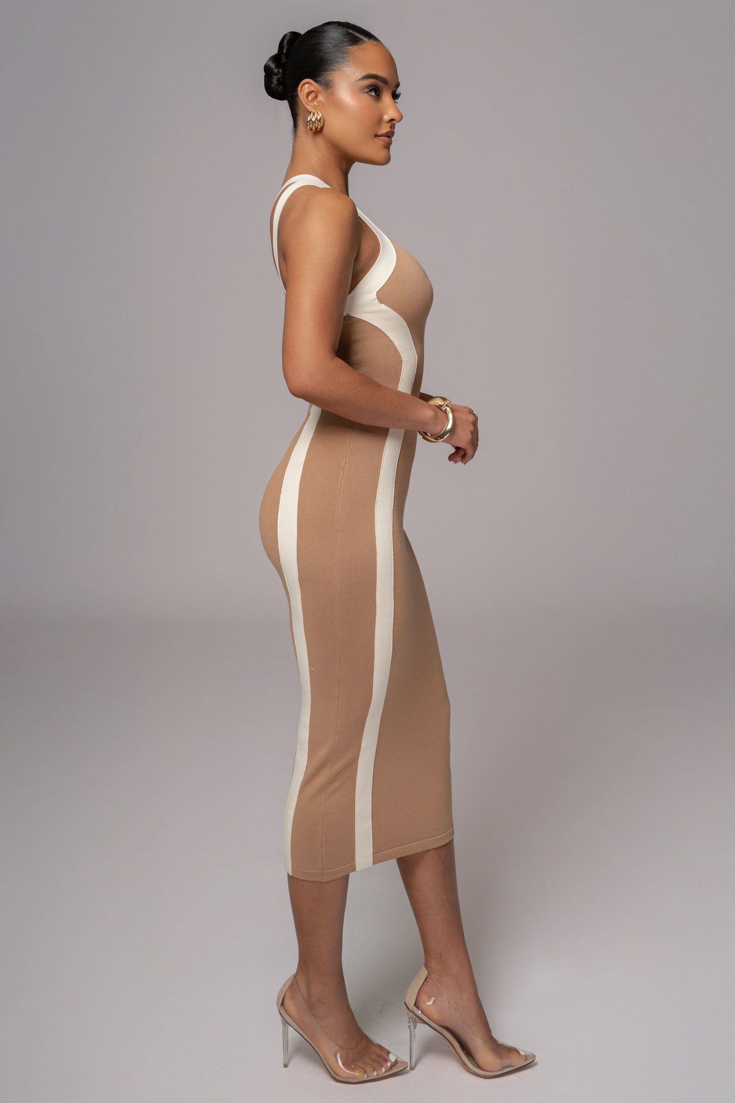 Beige Breann Contrast Maxi Dress