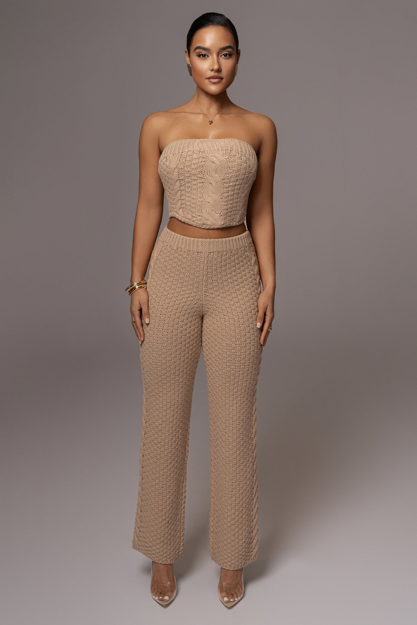 Beige Carmela Cable Knit Top
